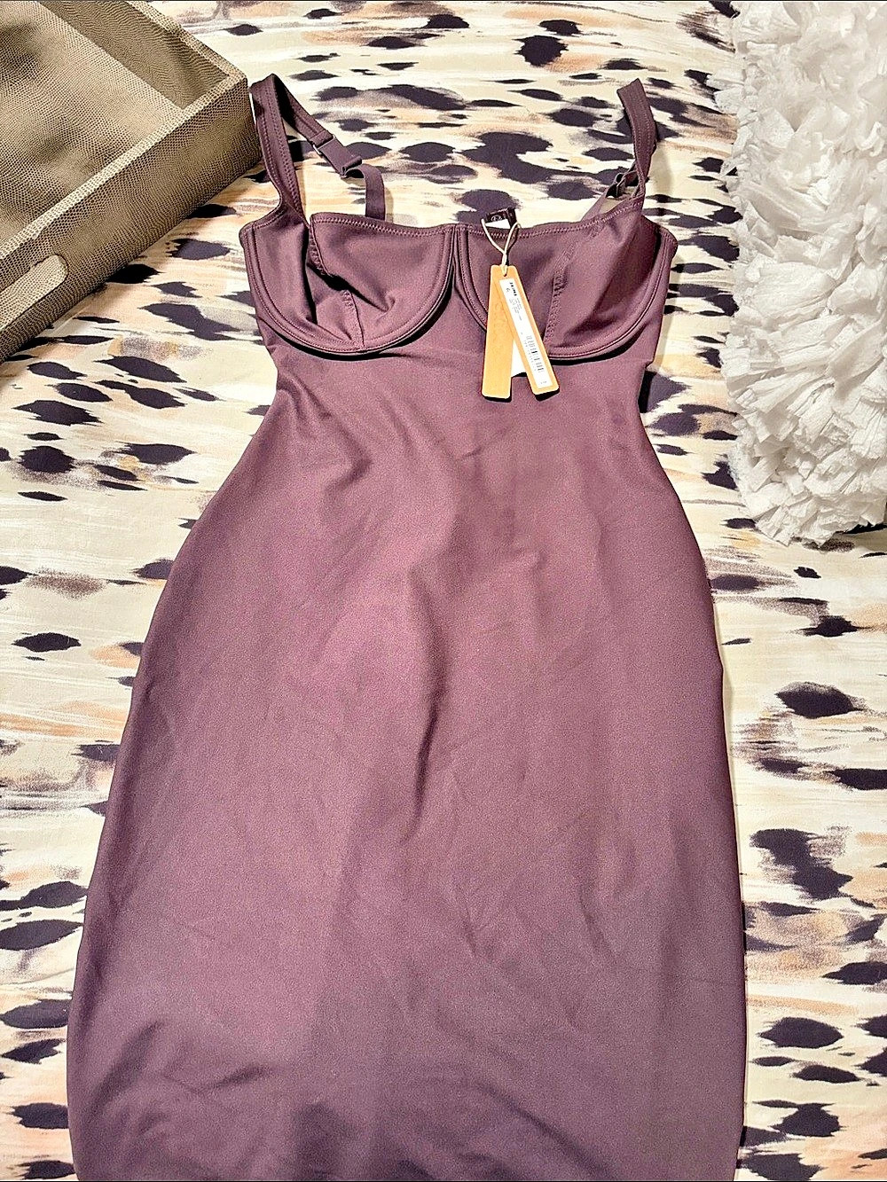 SKIMS Body Long Dress in RAISIN Size Small NWT